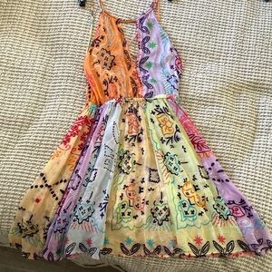 Orange and Purple Sleeveless Spaghetti Strap Sundress